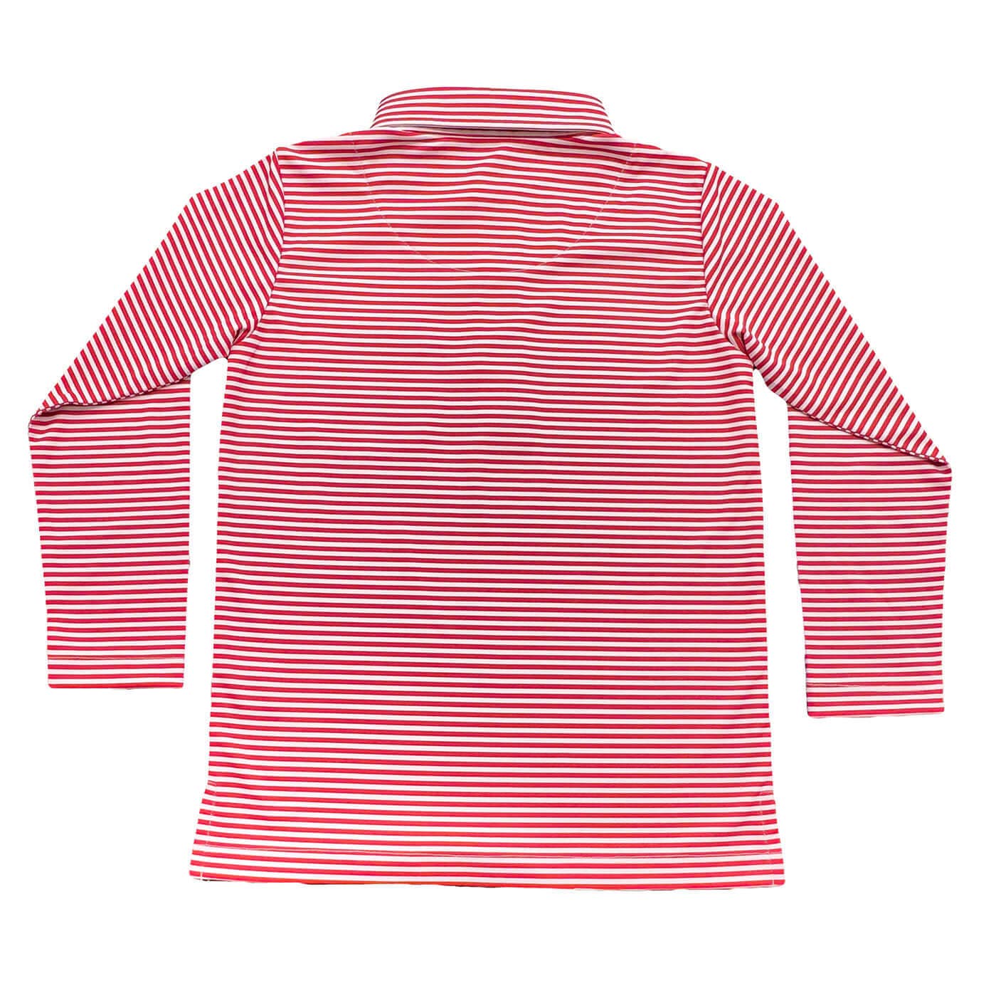 Inshore Long Sleeve Performance Polo | Red Stripe 