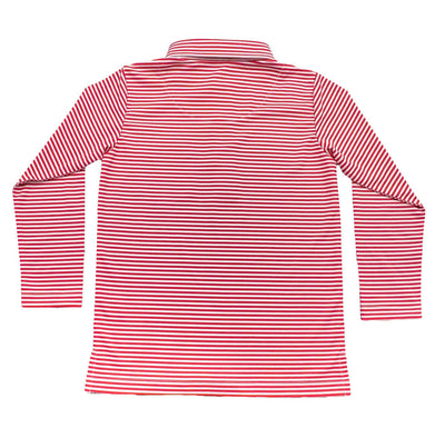 Inshore Long Sleeve Performance Polo | Red Stripe 