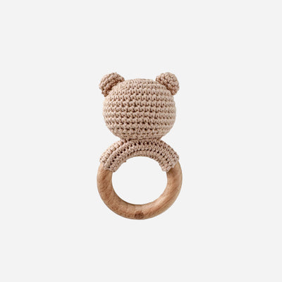 Teether Bear Brown Baby Rattle