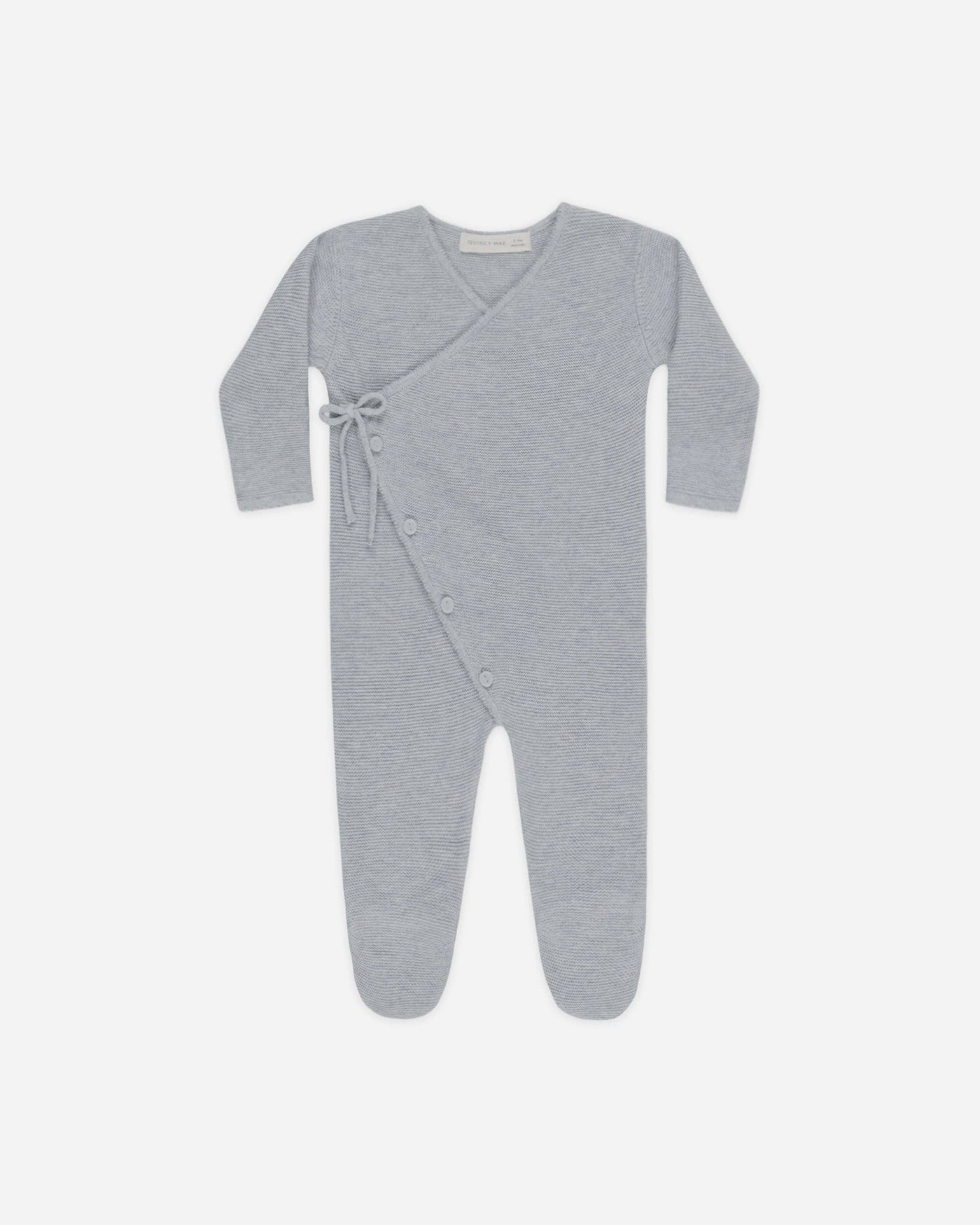 Wrap Knit Footie || Heathered Dusty Blue