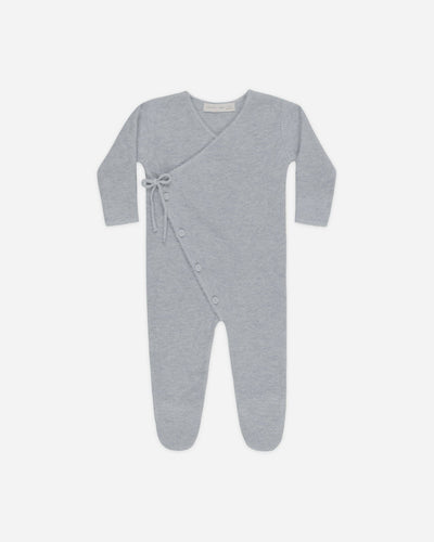 Wrap Knit Footie || Heathered Dusty Blue