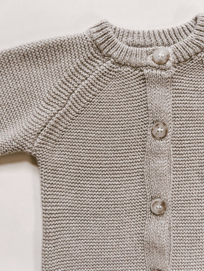 Classic Purl Knit Jumpsuit and Booties | Heather Beige