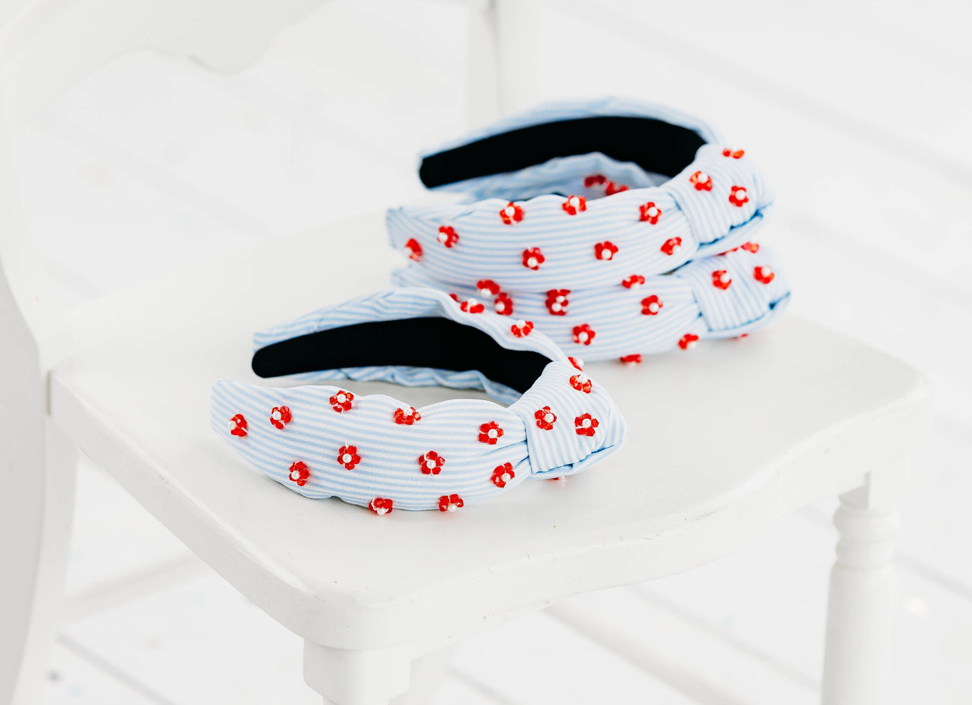 Beaded Headband | Pinstripe Poppies
