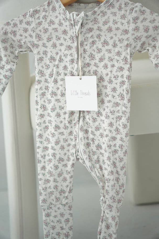 Vintage Pink Floral Bamboo Pajama Onesie