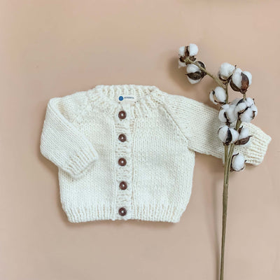 Classic Cardigan Cream Baby Sweater