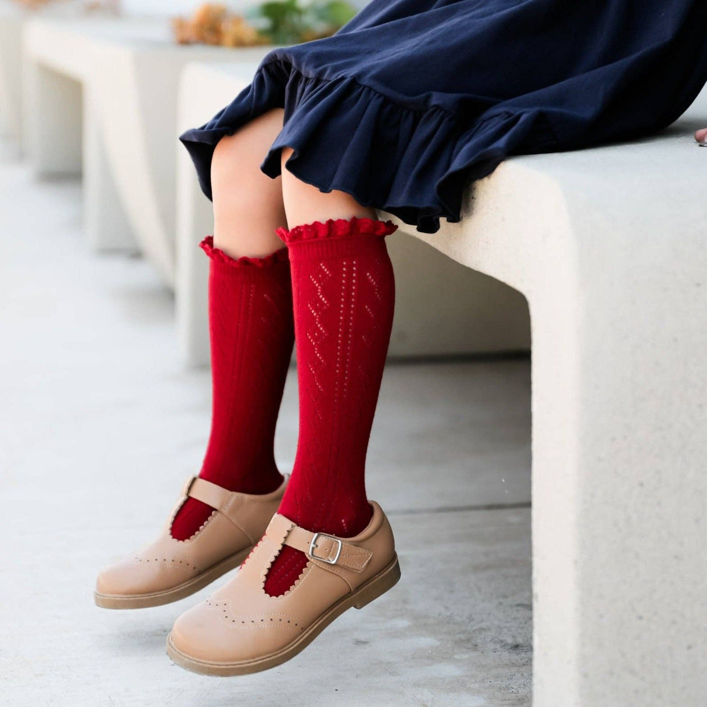 Fancy Lace Knee Highs | Cherry