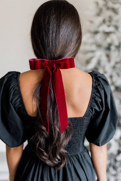 Long Velvet Hair Barrette | Judy Bow - Long Length