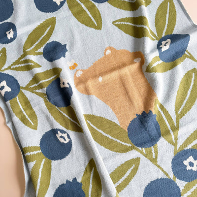 Blueberry Bear Bee Organic Cotton Baby Blanket