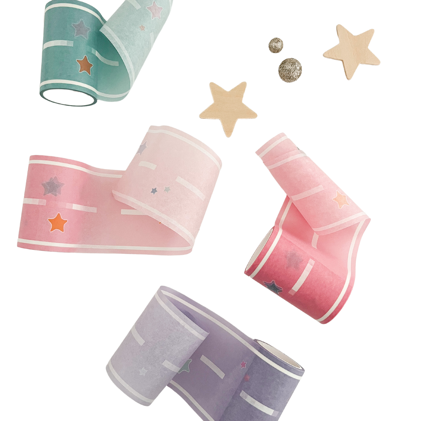 Pastel Colored Play Road Tape | Set of 4