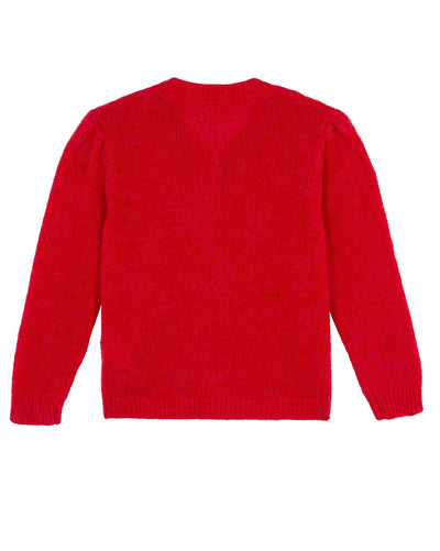 Cable Knit Cardigan in Rouge Lutin