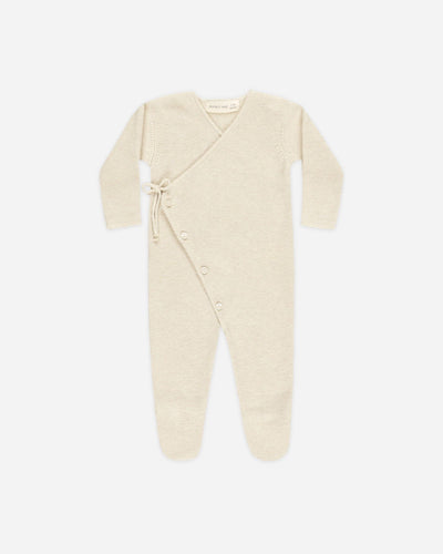 Wrap Knit Footie || Heathered Natural