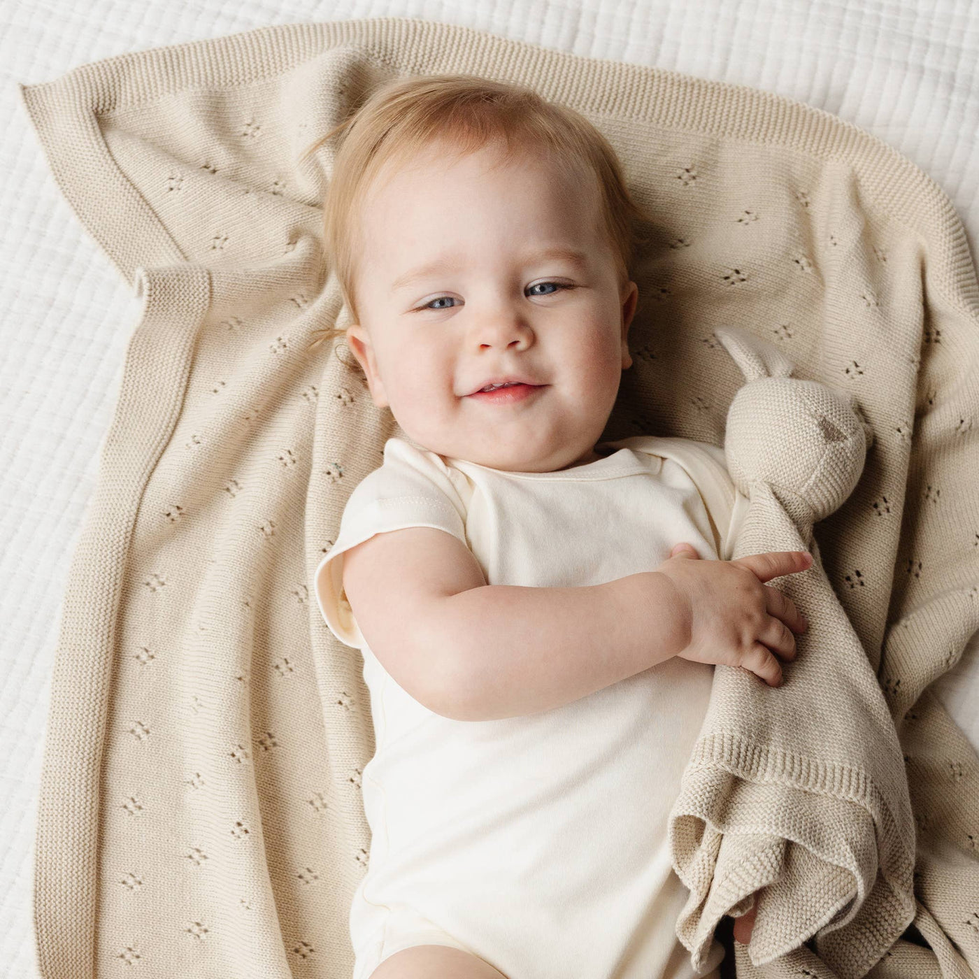 Heirloom Pique Birch Organic Cotton Baby Blanket