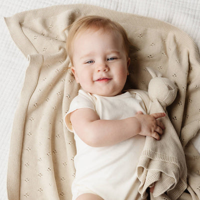 Heirloom Pique Birch Organic Cotton Baby Blanket