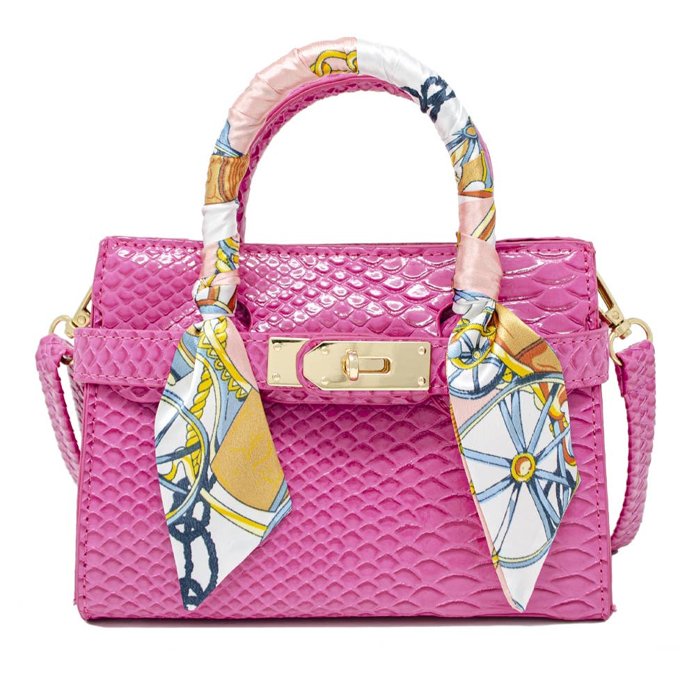 Crocodile Scarf Handbag: Pink