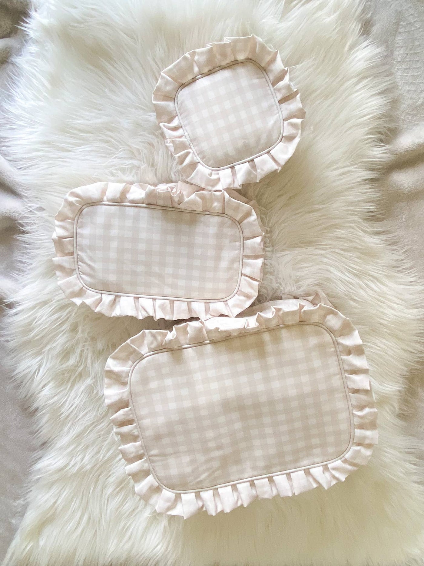 Gingham Ruffle Cosmetic Pouch