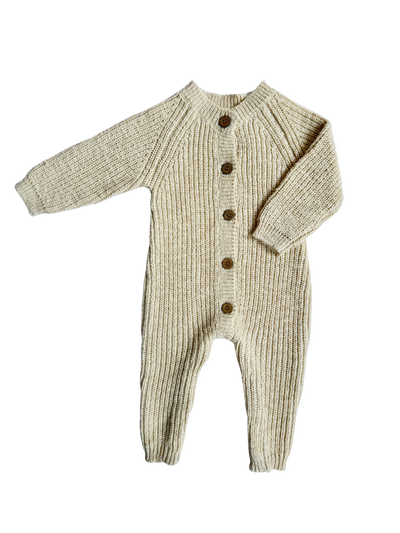 Classic Chunky Knit Jumpsuit and Booties | French Cream