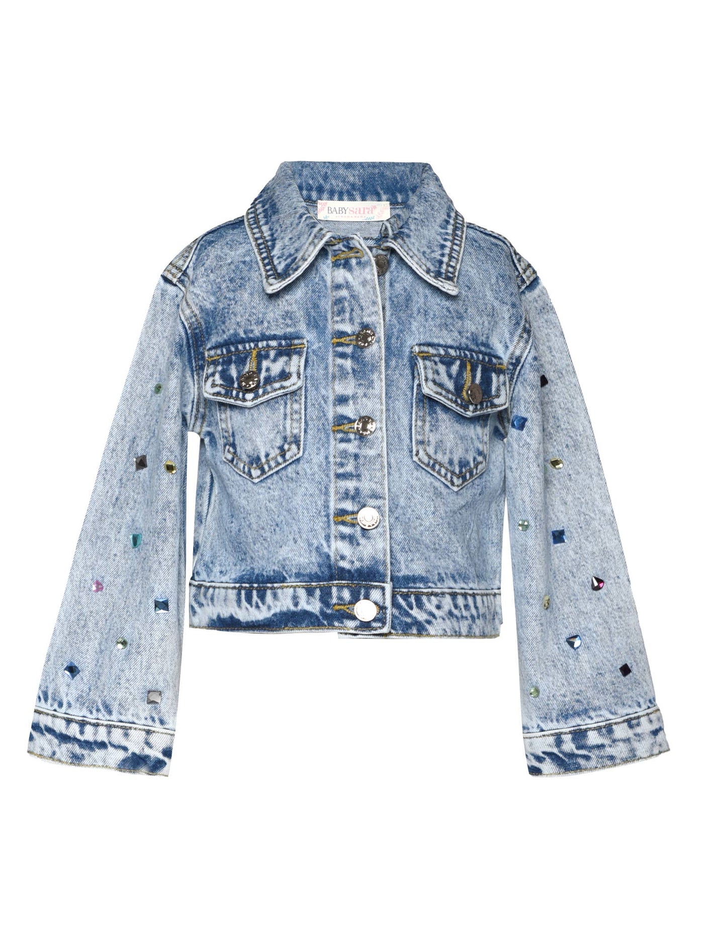 Acid Wash Rhinestone Denim Jacket
