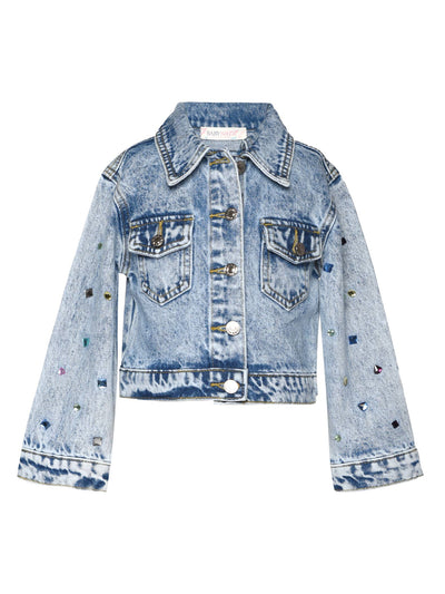 Acid Wash Rhinestone Denim Jacket