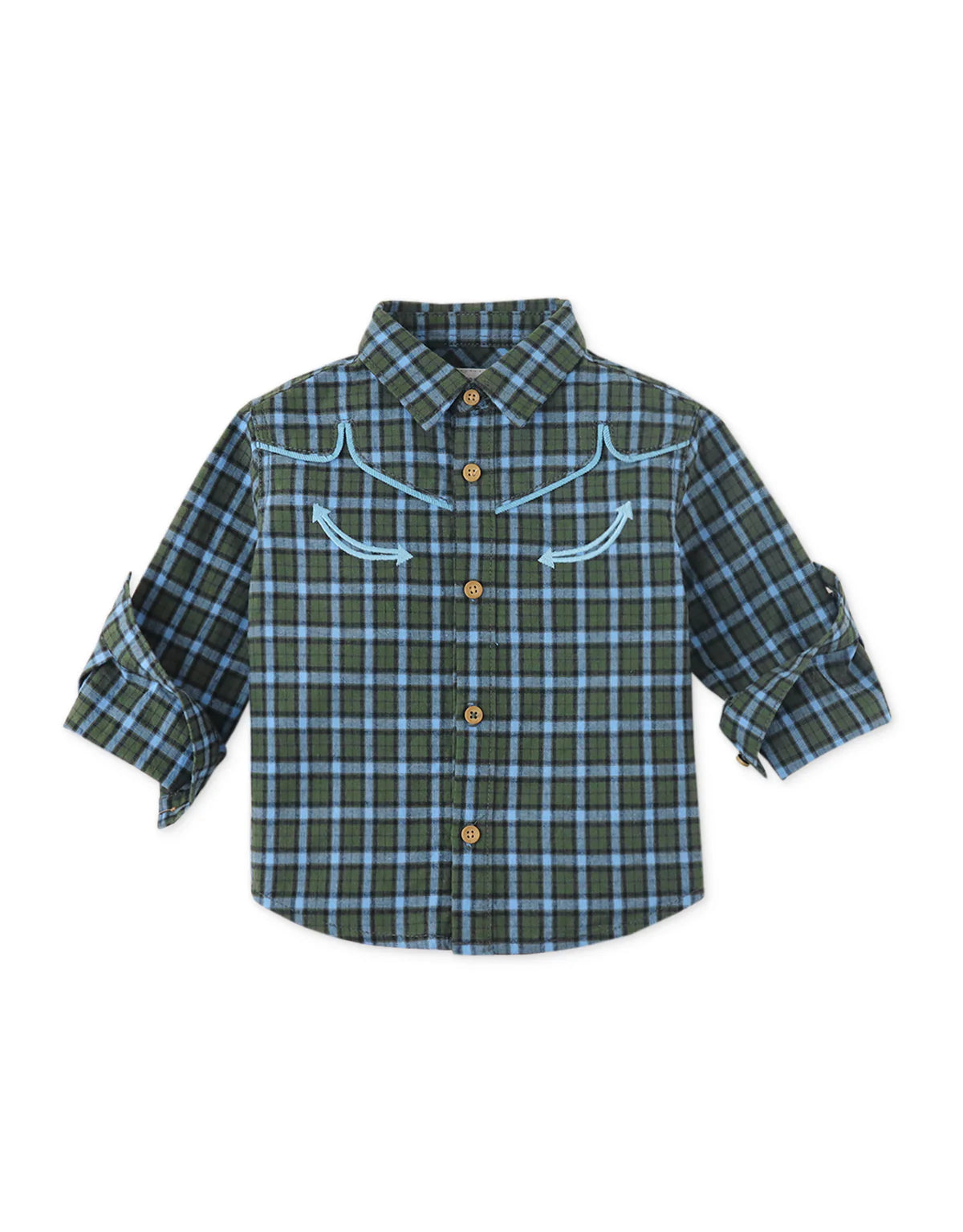 Baby Boy Embroidered On Checks Western Shirt