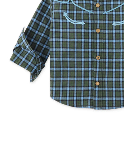 Baby Boy Embroidered On Checks Western Shirt