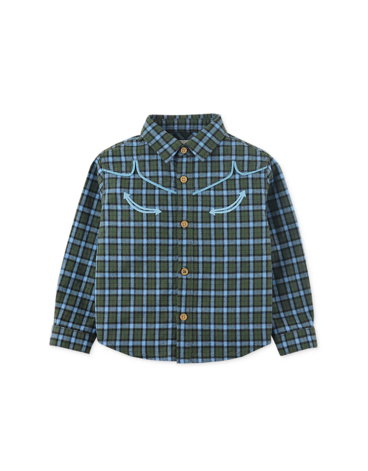 Baby Boy Embroidered On Checks Western Shirt