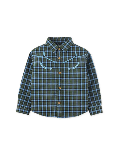 Baby Boy Embroidered On Checks Western Shirt