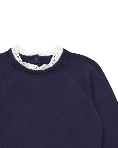 Organic Cotton Fleece Sweatshirt in Navy Bonton