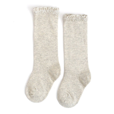 Lace Top Knee Highs | Heathered Ivory