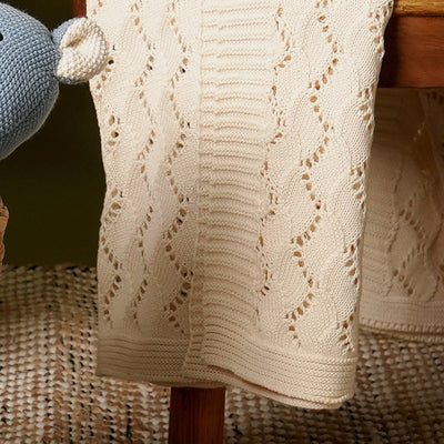 Cotton Pointal Chevron Baby Soft Blanket | Cream