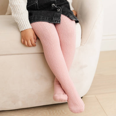 Cable Knit Tights | Blush