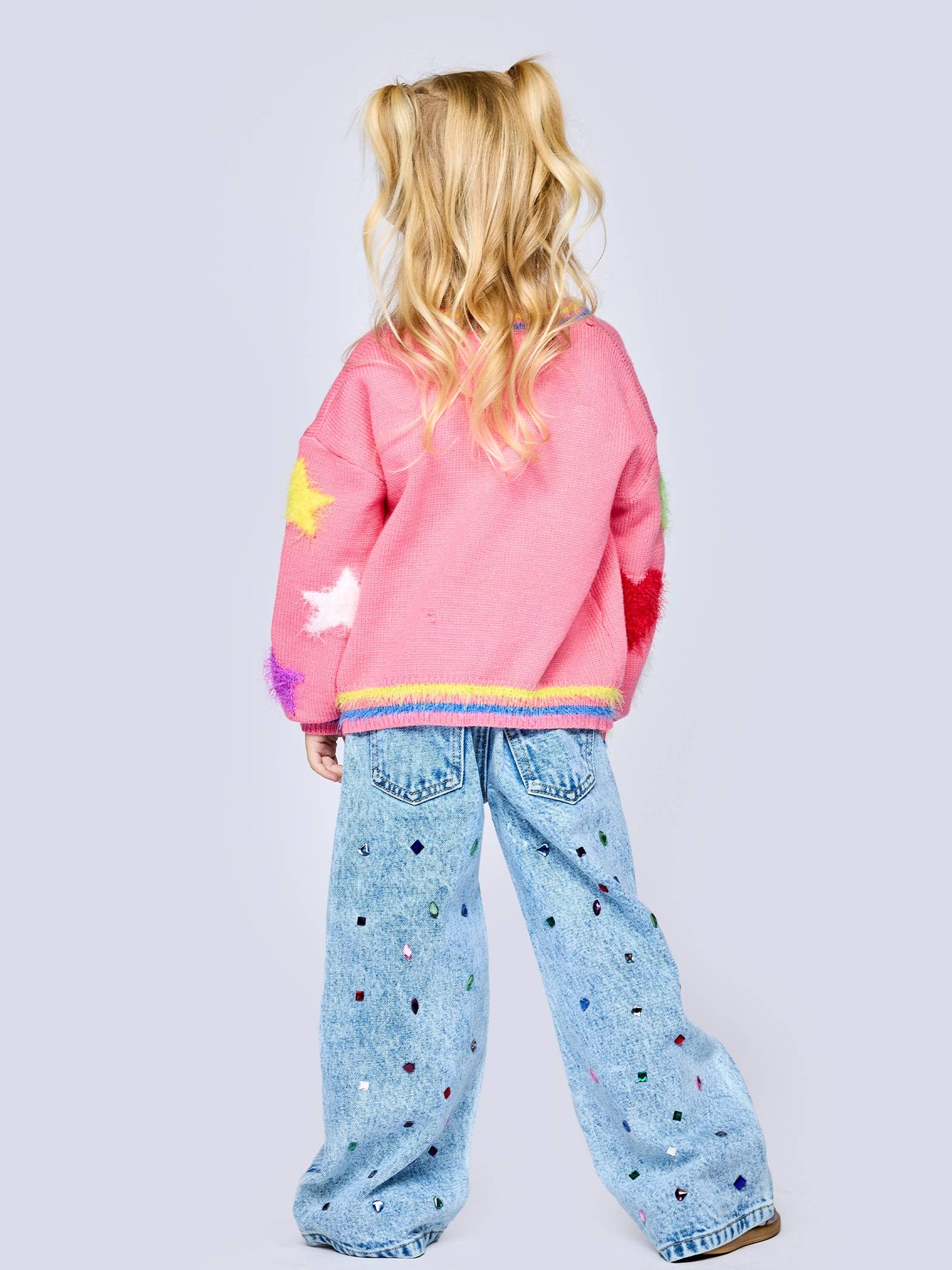 Acid Wash Rhinestone Denim Pants
