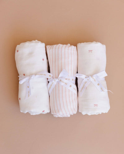 Pink Strawberry Organic Muslin Baby Swaddle Blanket