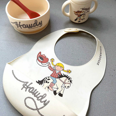 Fresh & Messy Bib & Spoon Set | Howdy Cowgirl