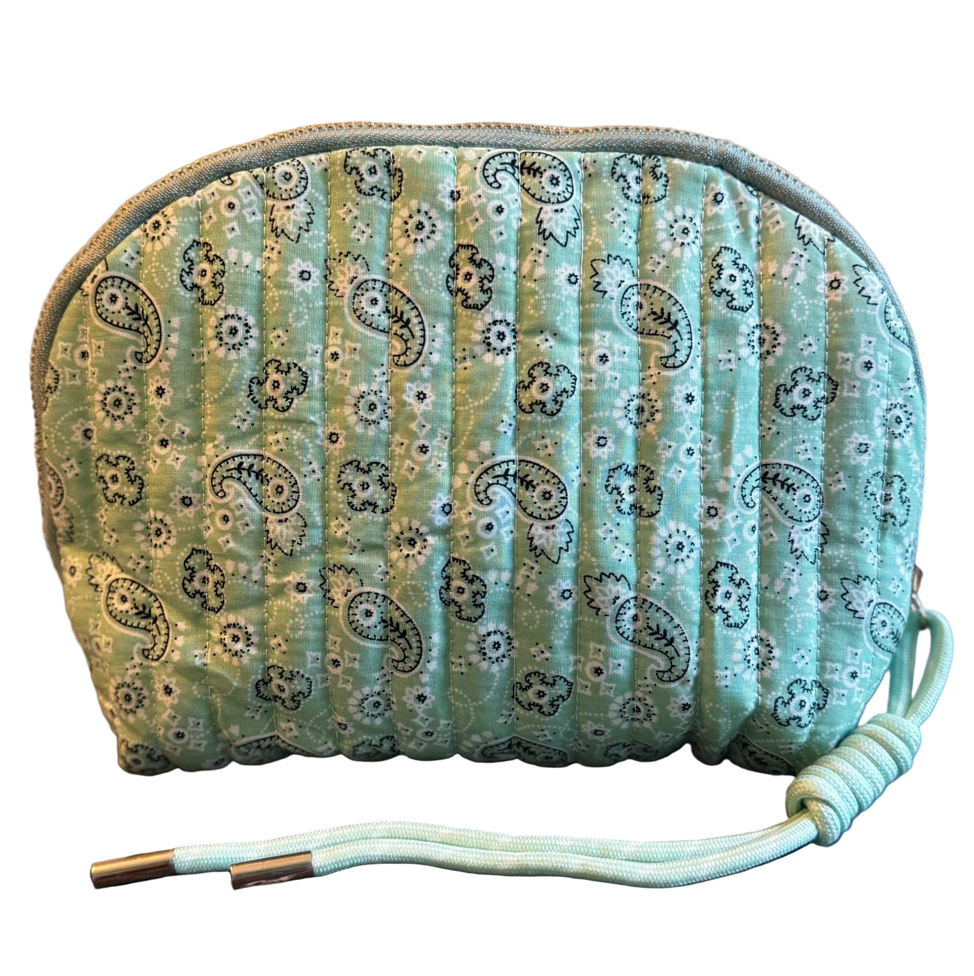 Quilted Paisley Makeup Travel Case |  Green