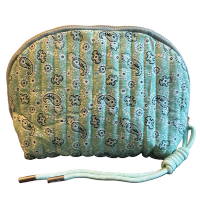 Quilted Paisley Makeup Travel Case |  Green