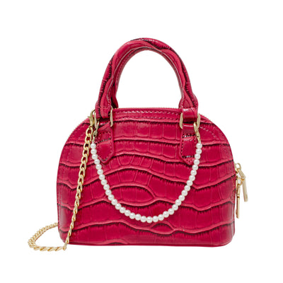 Crocodile Patent Moon Handbag: Pink