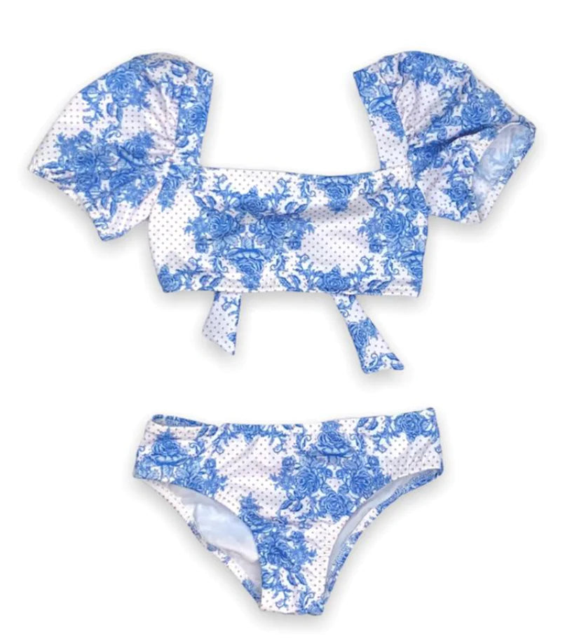 Daisy Blue Roses Bikini Two Piece Swimsuit