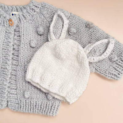 Bunny White and Bowie Grey Baby Hat