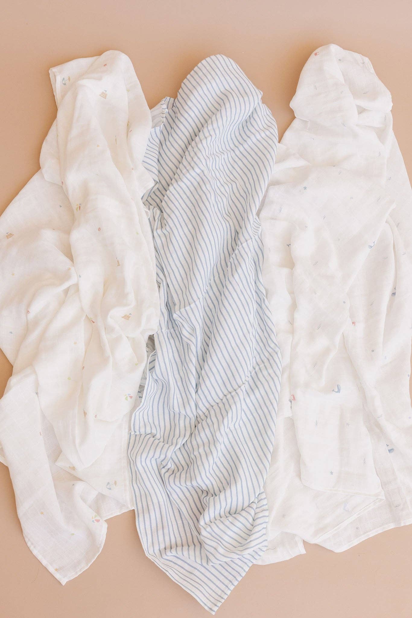 Blue Stripe Organic Cotton Muslin Baby Swaddle Blanket