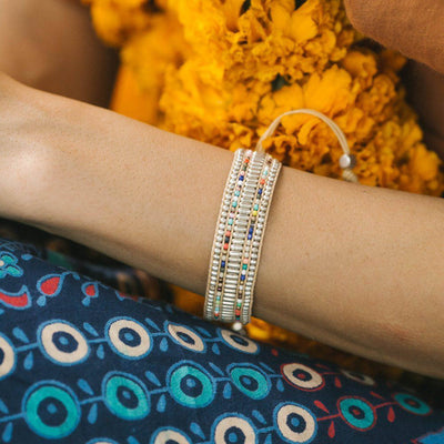 Darjeeling Beaded Bracelet | Silver