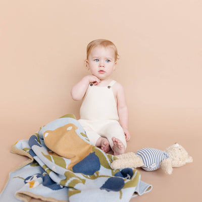 Blueberry Bear Bee Organic Cotton Baby Blanket