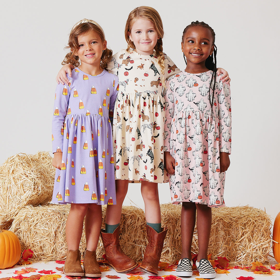 Girls Organic Long Sleeve Steph Dress | Boo