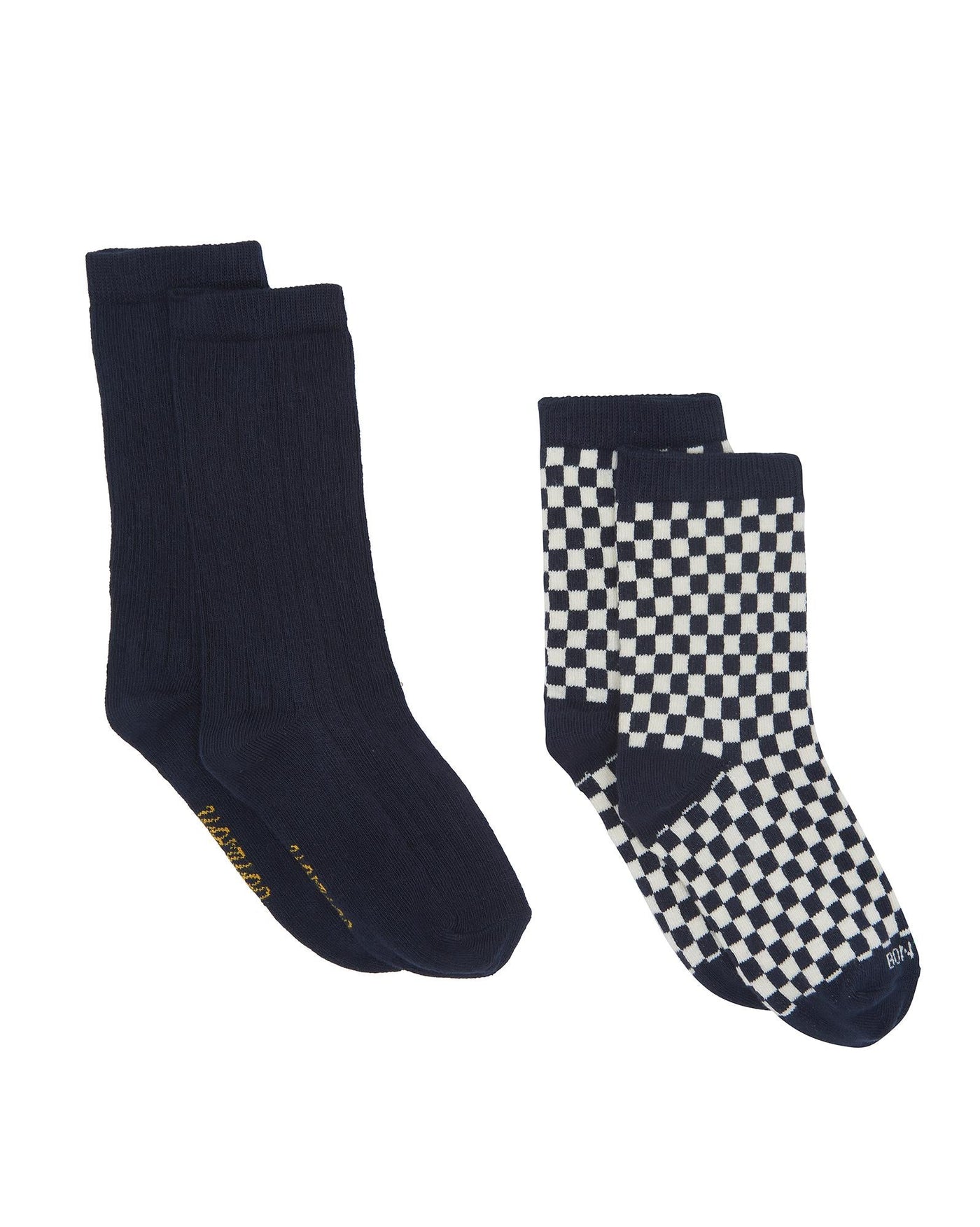 Set of Two Pairs Mixed Socks in Damier Navy