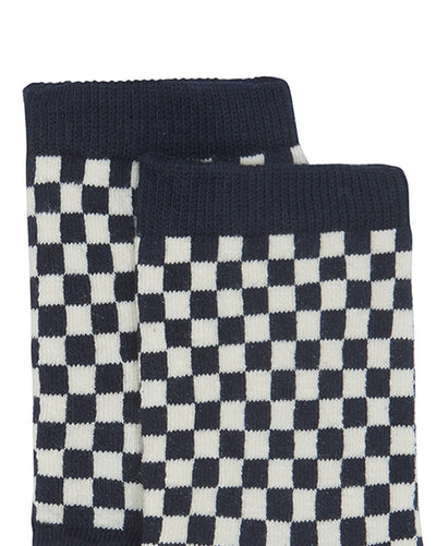 Set of Two Pairs Mixed Socks in Damier Navy