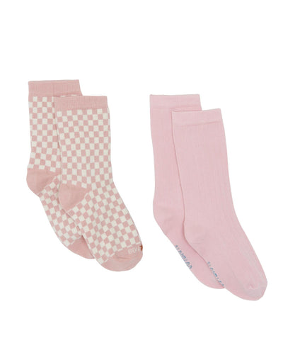 Set of Two Pairs Mixed Socks in Damier Rose Bonton
