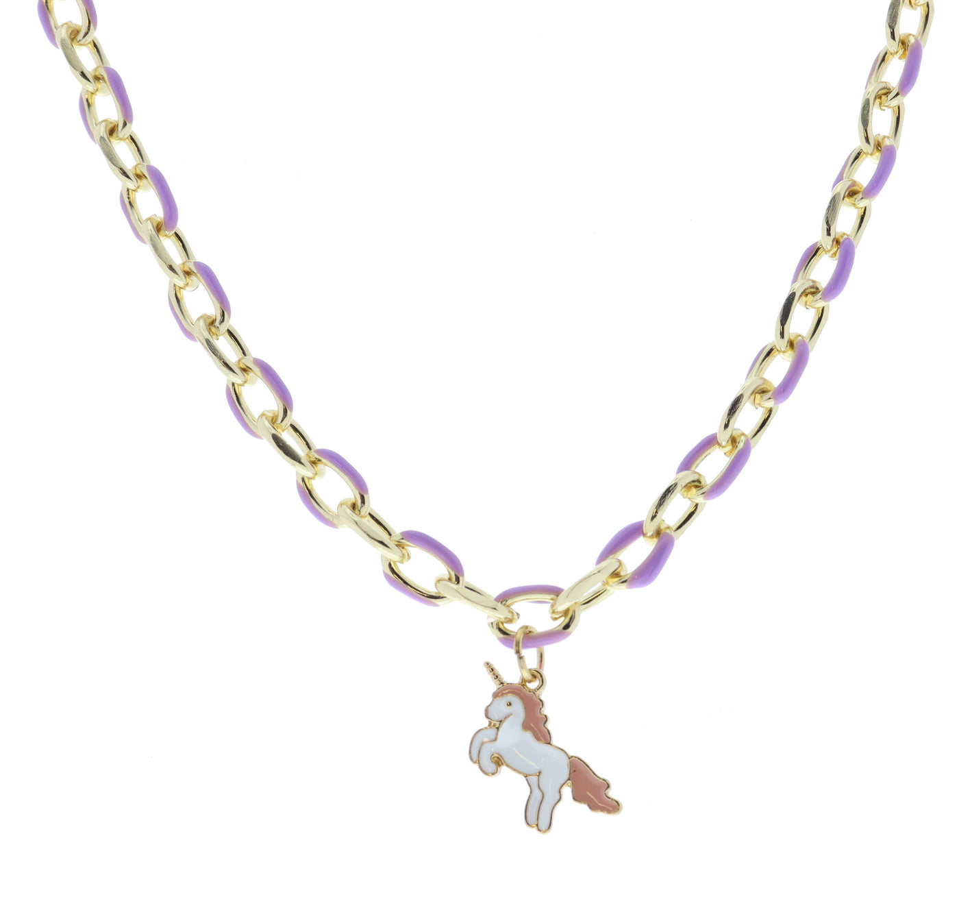 Lavender Chain and Unicorn Necklace