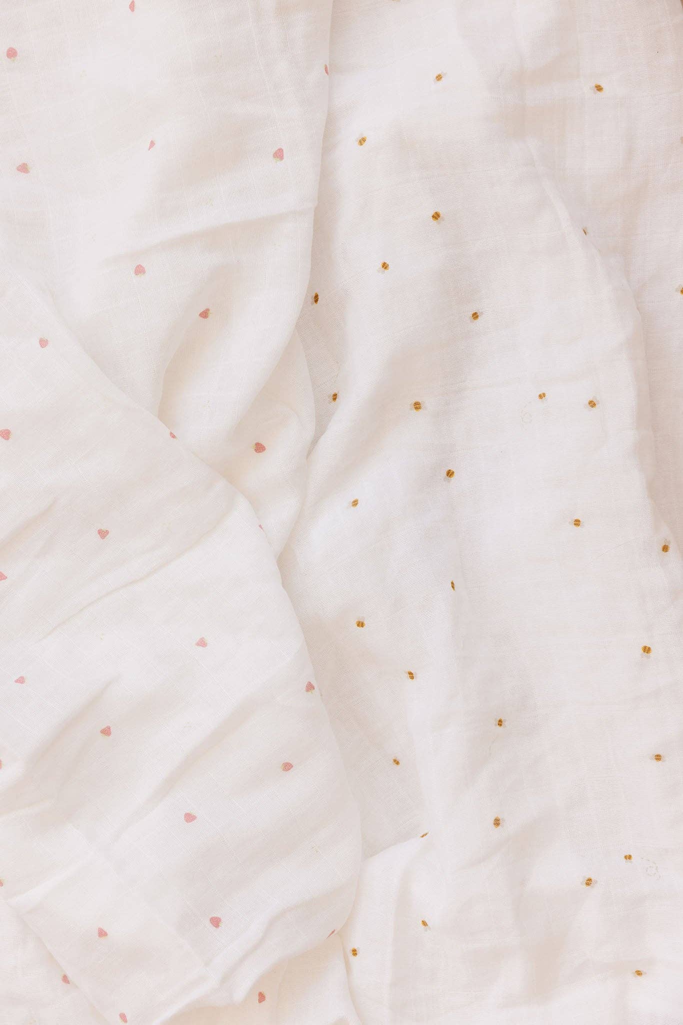 Pink Strawberry Organic Muslin Baby Swaddle Blanket