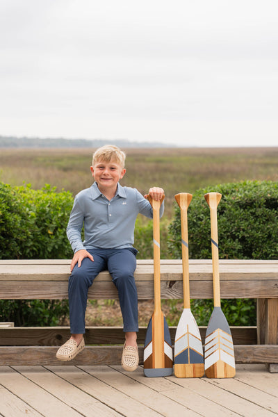 Banks Long Sleeve Performance Polo | Blue/White Stripe 