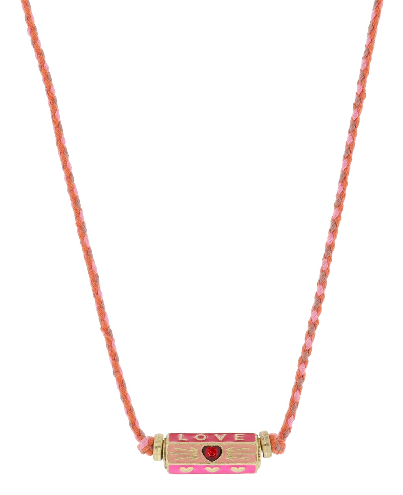 Cylinder, "LOVE", Pink Necklace