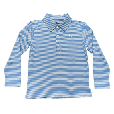 Banks Long Sleeve Performance Polo | Blue/White Stripe 